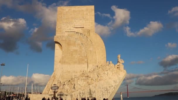 Primo Piano Monumento Lisbona Portogallo — Video Stock