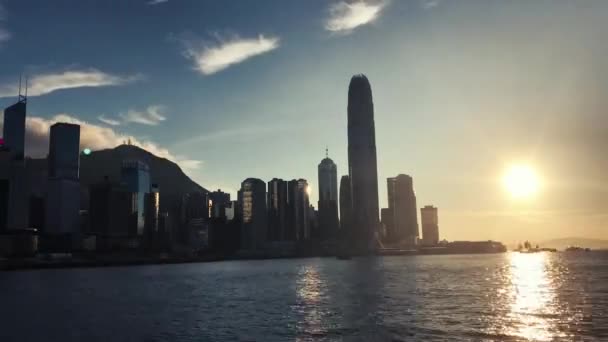 香港日没時間の経過を背景に — ストック動画