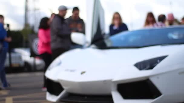 Grabación Filmación Video Porsche Durante Evento Cars Coffee Una Gama — Vídeo de stock