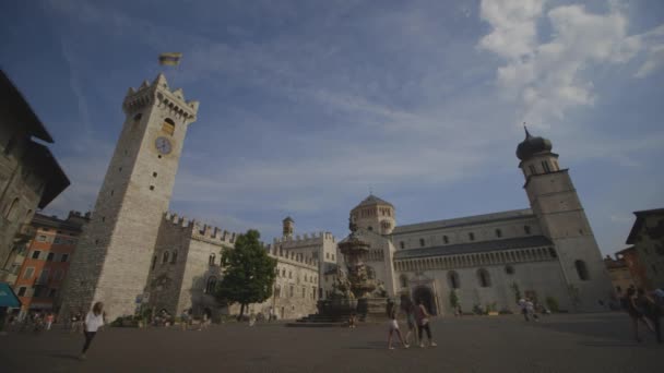 Gran Angular Trento Italia Piazza Duomo Plaza Del Duomo Plaza — Vídeos de Stock