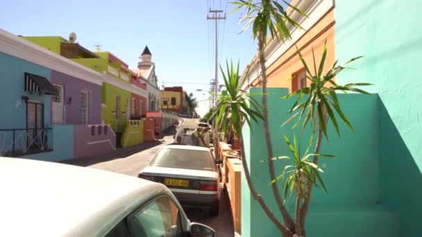 Panning Tiro Belo Famoso Distrito Kaap Cidade Cabo África Sul — Vídeo de Stock