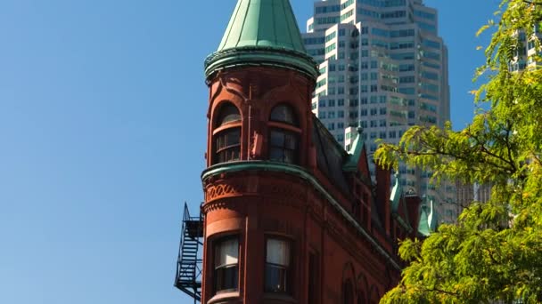 2017 Flatiron Building Toronto Slavný Buidling Sunny — Stock video