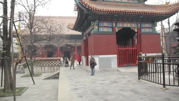 Torbogen Eingang Zum Lama Tempel Peking China — Stockvideo