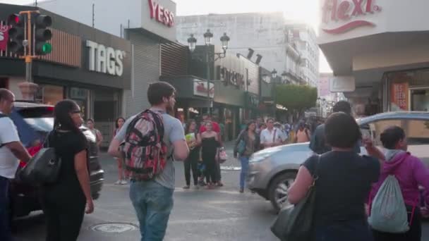 Люди Ожидании Пересечения Улицы Сан Хосе — стоковое видео