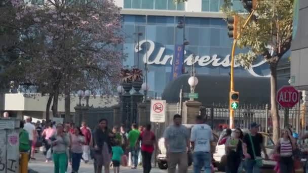 San Jose Şehir Merkezinde Trafik Vardı Nsanlar Alışveriş Merkezinin Yakınında — Stok video