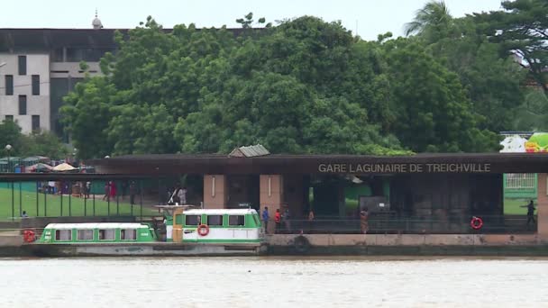 Laguns Båtstation Stadsdelen Treichville Abidjan Elfenbenskusten Serie Klipp — Stockvideo