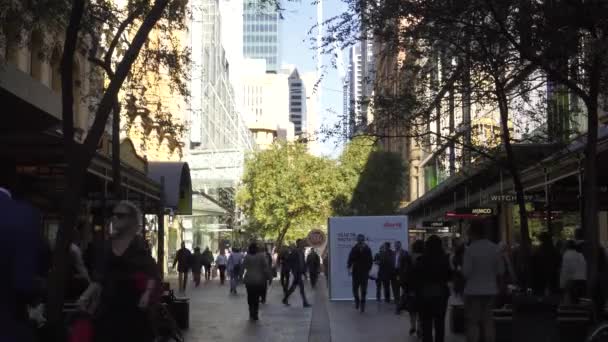 Upływ Czasu Zewnątrz Pit Street Mall Centrum Syndey Australia — Wideo stockowe