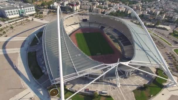 Aerial Drone Shot Circling Spiro Louis Olympic Stadium Athens Greece — Vídeo de Stock