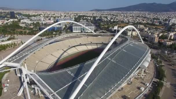 Statický Široký Letecký Pohled Olympijský Stadion Spiro Louis Aténách Řecko — Stock video