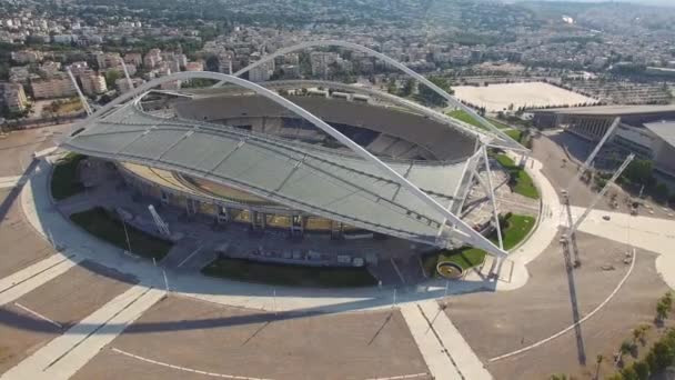 Schöne Parallaxe Aus Der Luft Rund Das Spiro Louis Olympiastadion — Stockvideo