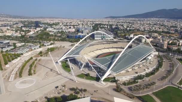 Estadio Olímpico Spiro Louis Vuelo Aéreo Lento Atenas Grecia — Vídeos de Stock