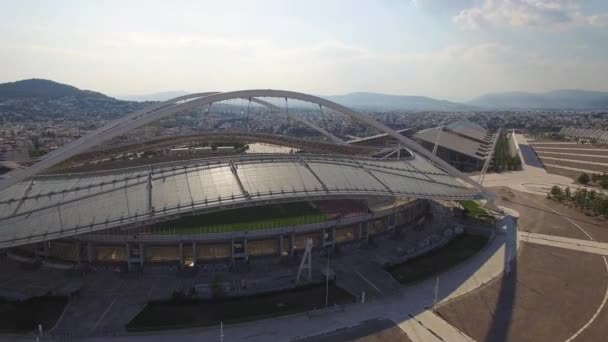 Tembakan Drone Dari Stadion Olimpiade Spiro Louis Saat Kamera Miring — Stok Video