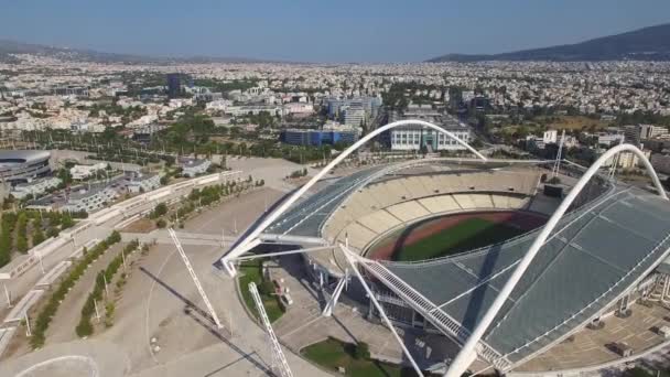 Krásné Letecké Záběry Přes Olympijský Stadion Spiro Louis Aténách Řecko — Stock video