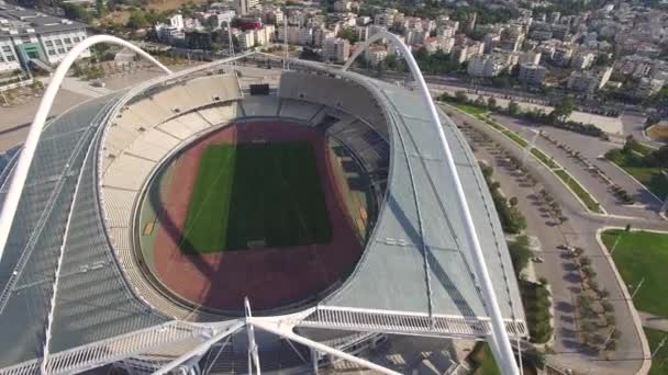 Lanzamiento Drones Aéreos Cinematográficos Del Estadio Olímpico Spiro Louis Atenas — Vídeo de stock