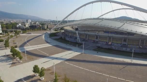Disparo Exterior Paralaje Aéreo Bajo Del Estadio Olímpico Spiro Louis — Vídeos de Stock