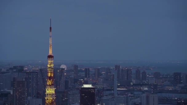 东京塔台夜间从罗浮木山上升起 25Fps — 图库视频影像