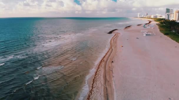Foto Aerea Una Spiaggia Sabbia Dorata — Video Stock