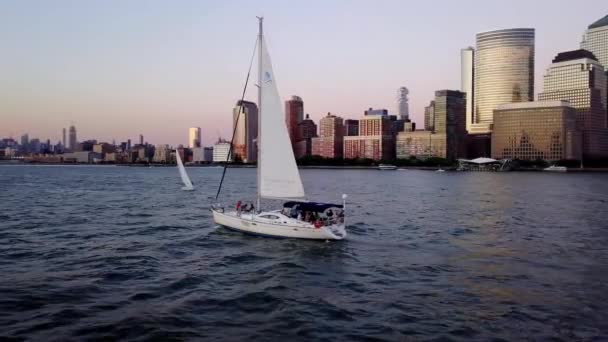 Hudson Nehri Ndeki Tekneler — Stok video