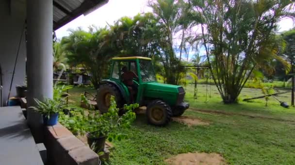 Tractor Conducción Campo Hierba — Vídeo de stock