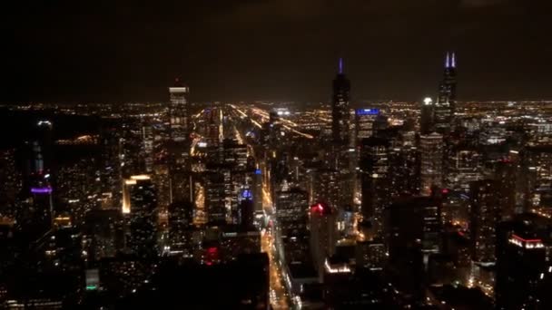 夏夜从高处俯瞰芝加哥市 — 图库视频影像