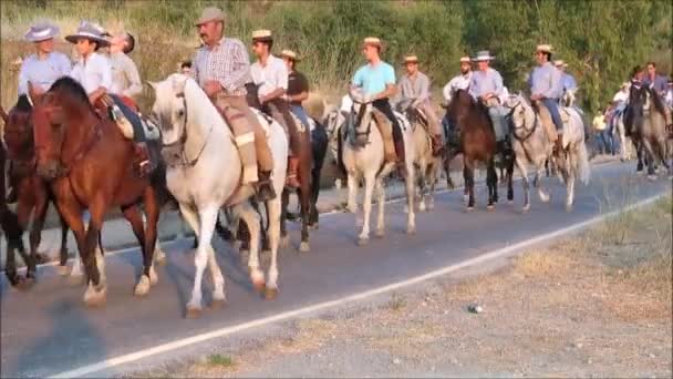 Alora Espagne Août 2018 Groupe Cavaliers Locaux Formant Une Garde — Video