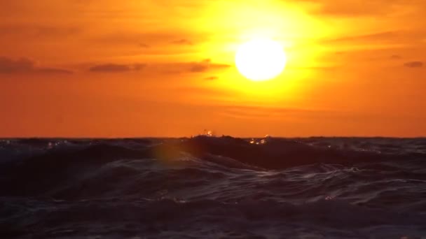 Puesta Sol Sobre Color Del Mar Naranja — Vídeos de Stock