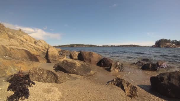 Κυματισμοί Κυματίζουν Στην Παραλία Στο Πάρκο Groos Στο Grimstad Νορβηγία — Αρχείο Βίντεο