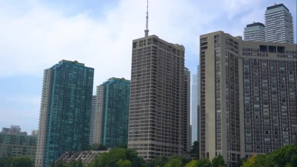 Canada Most Popular Landmark Tower Revealed Other Buildings Smooth Moving — Stock Video