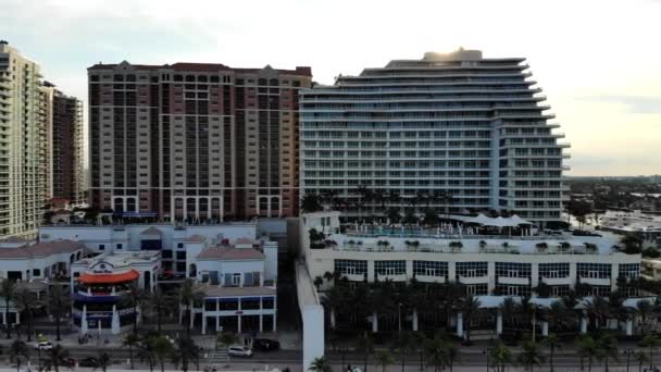 Aerial View Us1 Fort Lauderdale Beach Sunset — Stock Video