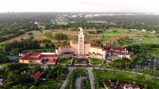 Vista Aerea Coral Gables Hotel Residence Campo Golf — Video Stock