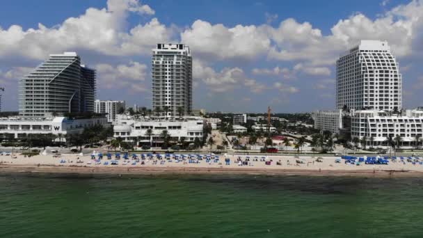 Luftaufnahme Vom Strand Von Fort Lauderdale Auf Der Us1 Richtung — Stockvideo
