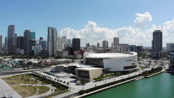 Vista Aérea Del American Airlines Arena Miami — Vídeos de Stock