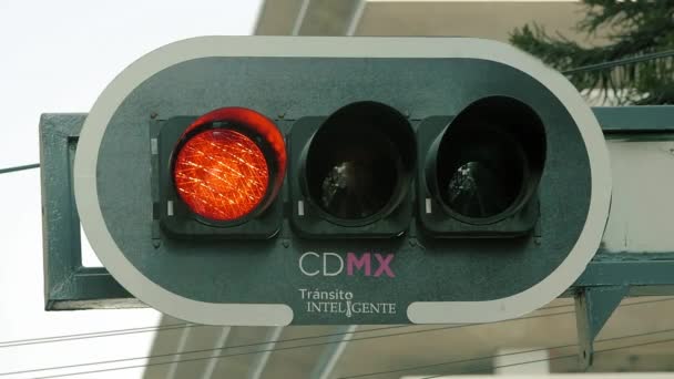 Traffic Light Cdmx Mexico City Shot 100Fps 2018 — Stockvideo