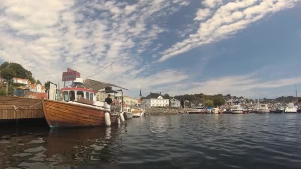 Vista Del Paseo Marítimo Grimstad Noruega Verano — Vídeos de Stock