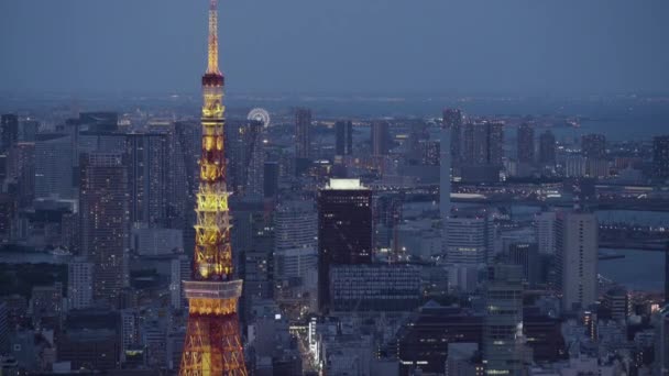 Torre Tokyo Tramonto Dalle Colline Roppongi 25Fps — Video Stock