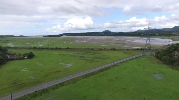 Drone Flight Water Veins Beach North Wales England — Stock Video