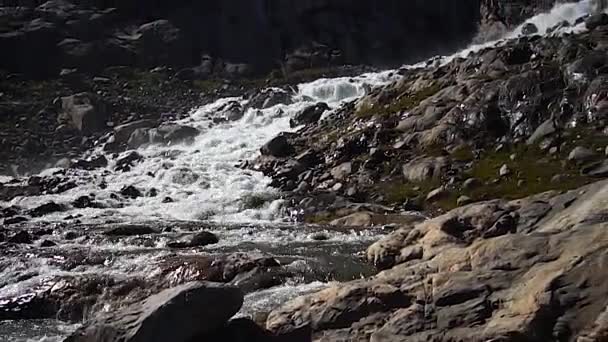 Vista Câmera Lenta Rio Que Vem Geleira Noruega Folgefonna — Vídeo de Stock