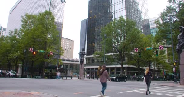 Tiros Centro Charlotte Trade Tryon Street — Vídeo de Stock