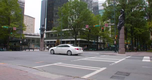 Skott Centrala Charlotte Trade Och Tryon Street — Stockvideo