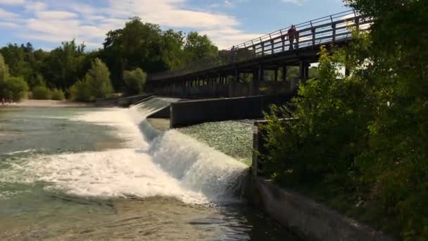 Flaucher Isar Munich Vista Diurna — Vídeo de stock