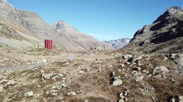 Drone Tiré Col Suisse Dans Les Montagnes Julierpass Graubnden — Video