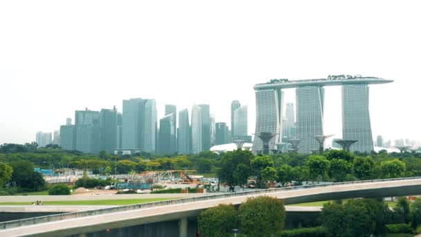 Widok Pejzaż Miasta Singapore Marina Zatoki Piaski Hotel Perspektywie — Wideo stockowe