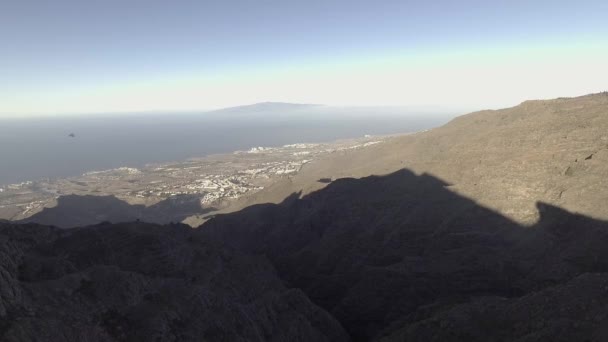 Hiking Top Mountain Tenerife Canary Island Spain Aerial Footage — Stock Video