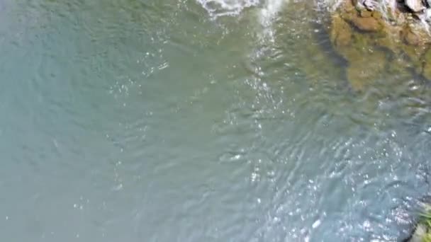 Airial Menutup Panci Lambat Dari Sungai Kecil Dengan Jeram 976 — Stok Video