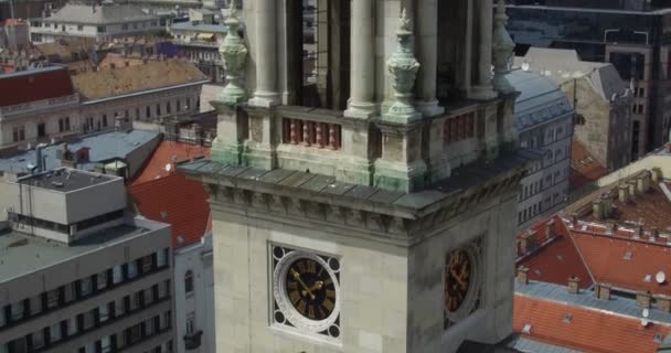 Kippaufnahme Des Turms Der Stephansbasilika Budapest — Stockvideo