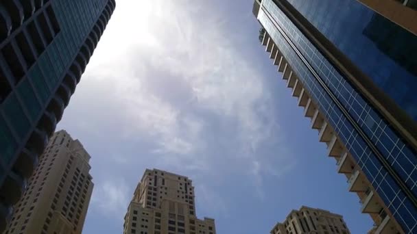 Day Blue Sky View Office Apartments Towers Buildings Dubai Marina — Wideo stockowe