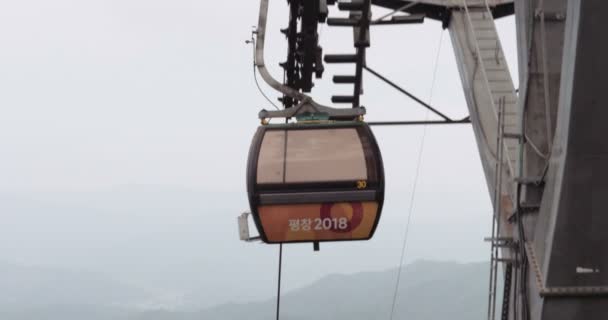 Cable Cars Move Cloudy Weather — Stock Video