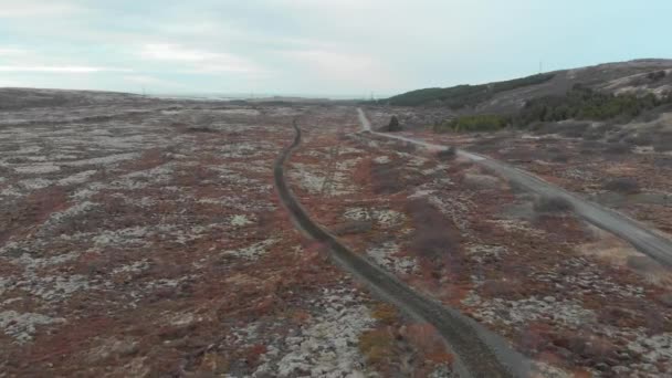 Aerial Let Nad Drsnou Krajinou Poblíž Reykjavíku — Stock video