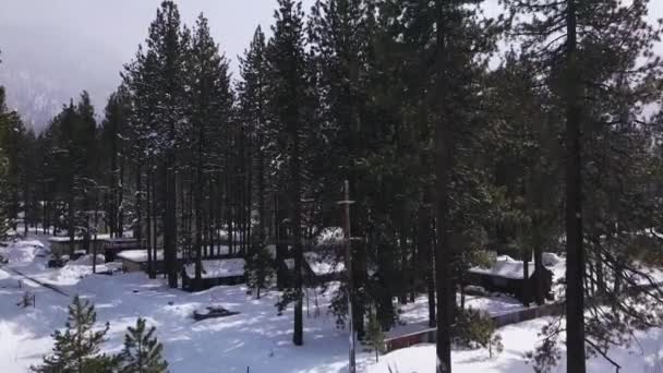 Imágenes Aéreas Tormenta Nieve Lake Tahoe California Nevada Usa — Vídeo de stock