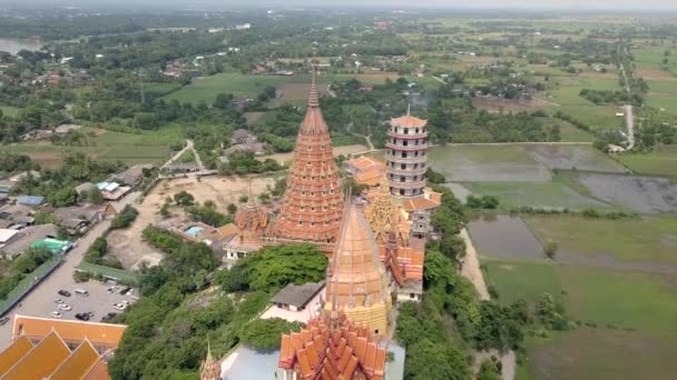 Wat Tham Sua Tempel Luchtfoto Video Door Drone Kanchanaburi Thailand — Stockvideo
